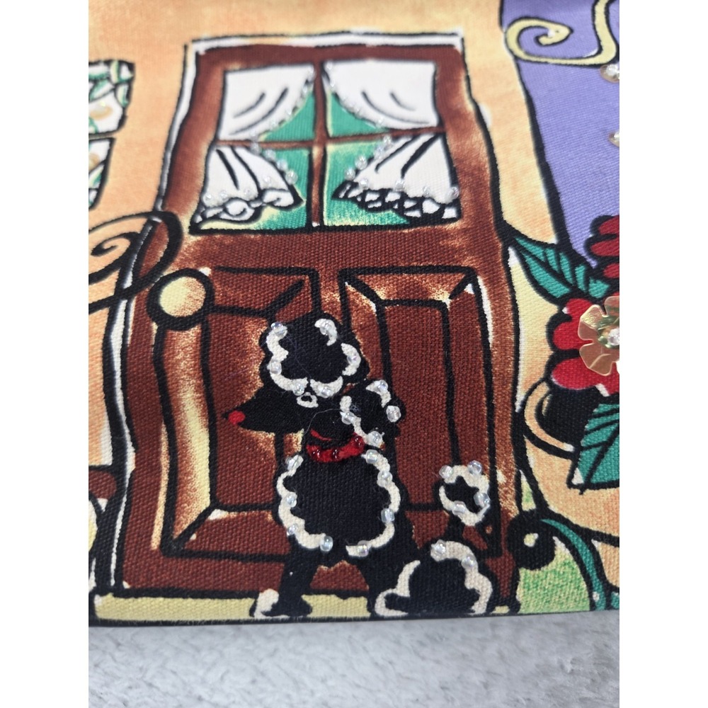 Y2K Paris Cafe Tote Bag Novelty Eiffel Tower Print Rhinestone Sequin Purse - Picture 5 of 15